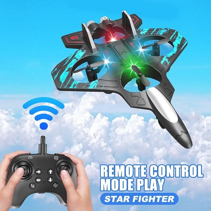 4DRC V32 RC Fighter Plane Drone with LED Lights ✈️ | 2.4GHz Remote Control Flying Aircraft | 360° Flip 🔄 | Gyro Stabilization | 3 Speed Modes ⚡ | Dual Batteries 🔋 | Beginner & Kids RC Toy Gift 🎁