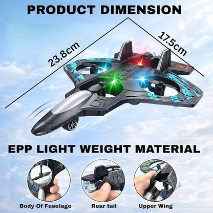 4DRC V32 RC Fighter Plane Drone with LED Lights ✈️ | 2.4GHz Remote Control Flying Aircraft | 360° Flip 🔄 | Gyro Stabilization | 3 Speed Modes ⚡ | Dual Batteries 🔋 | Beginner & Kids RC Toy Gift 🎁